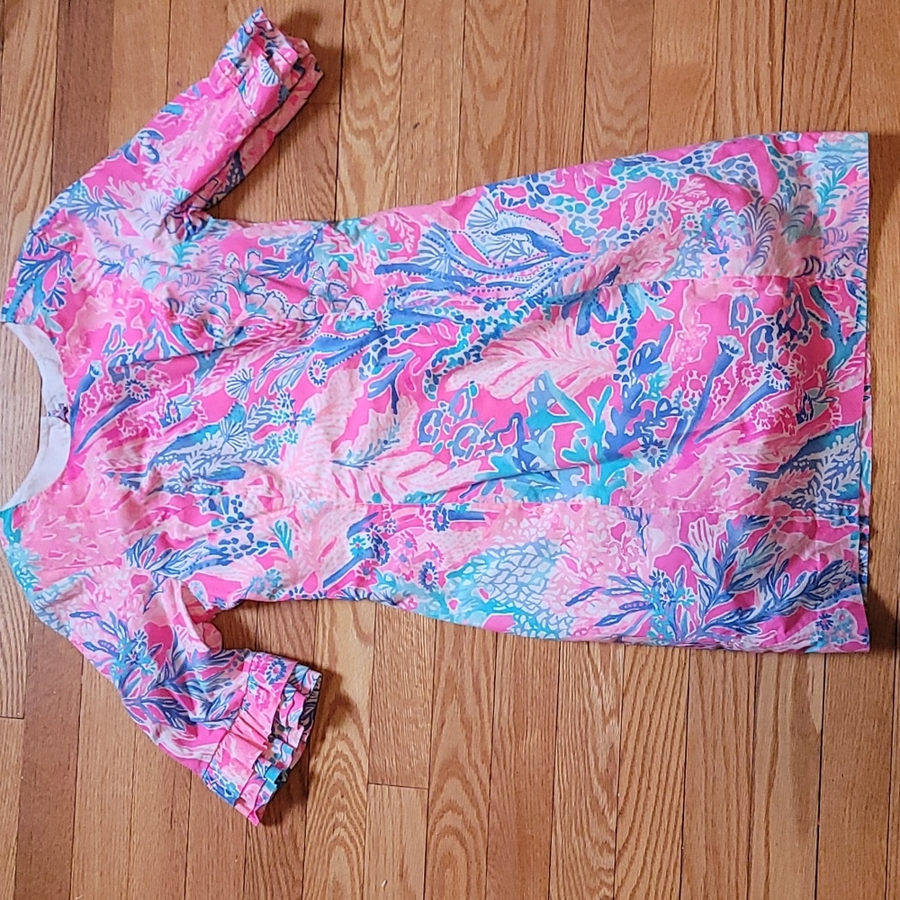 Lilly Pulitzer Pink & Turquoise Tropical-Print Midi Dress